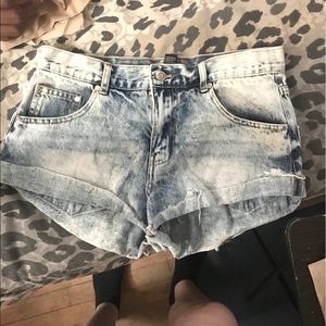 Bleach Wash High Waist One Teaspoon Jean Shorts